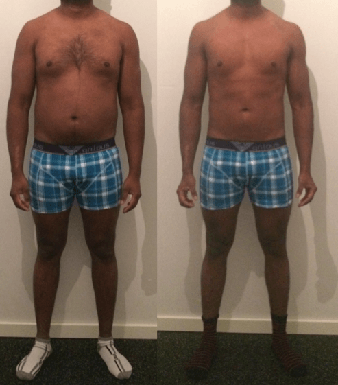 Prasath's vægttab forfra på 9 uger